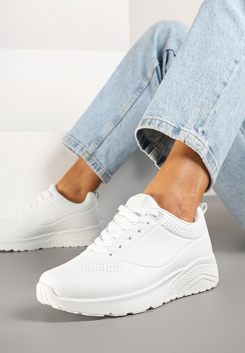 Białe Sneakersy z Tłoczoną Cholewką Ulithrena 1