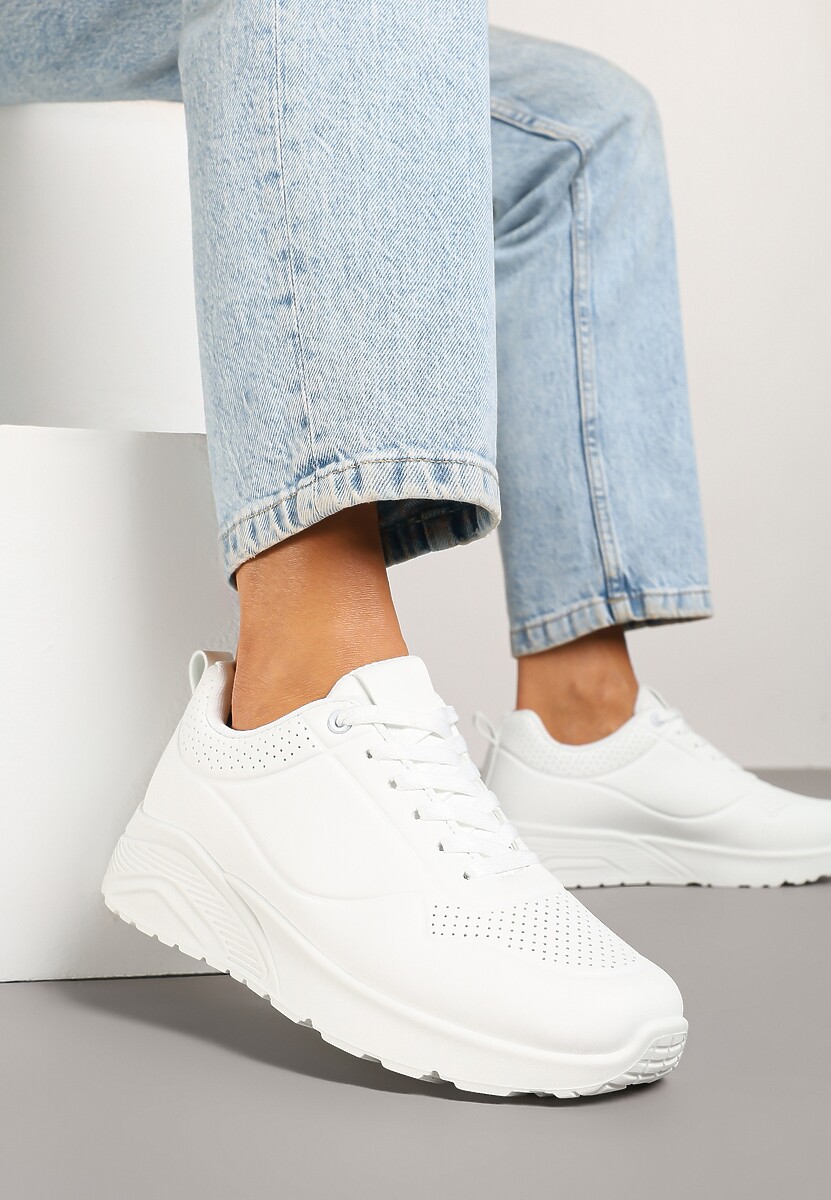 Białe Sneakersy z Tłoczoną Cholewką Ulithrena 2