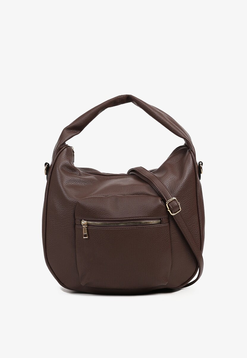 BrązowaTorebka o Fasonie Hobo z Dodatkowym Paskiem Crossbody Mepila 1