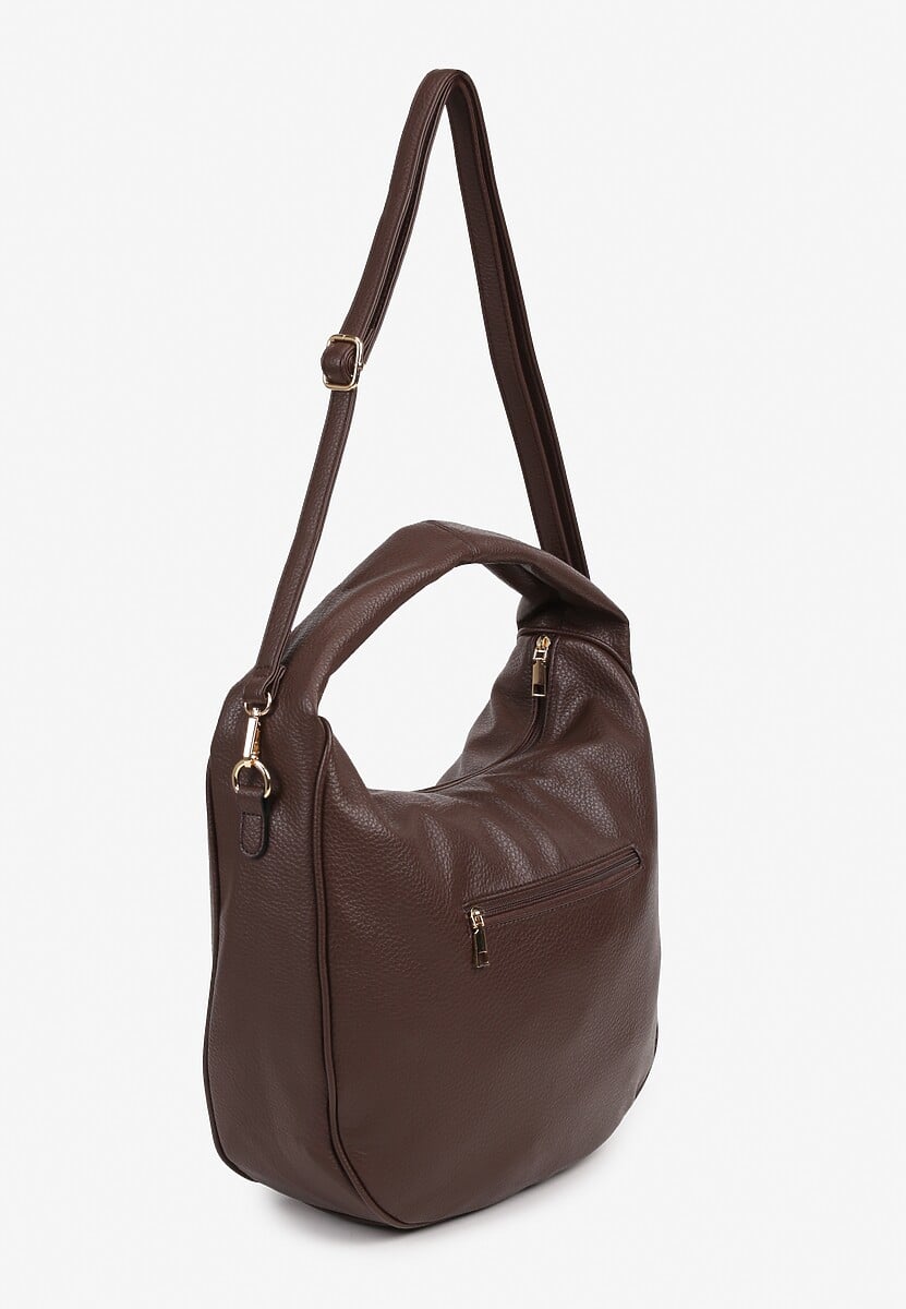 BrązowaTorebka o Fasonie Hobo z Dodatkowym Paskiem Crossbody Mepila 2