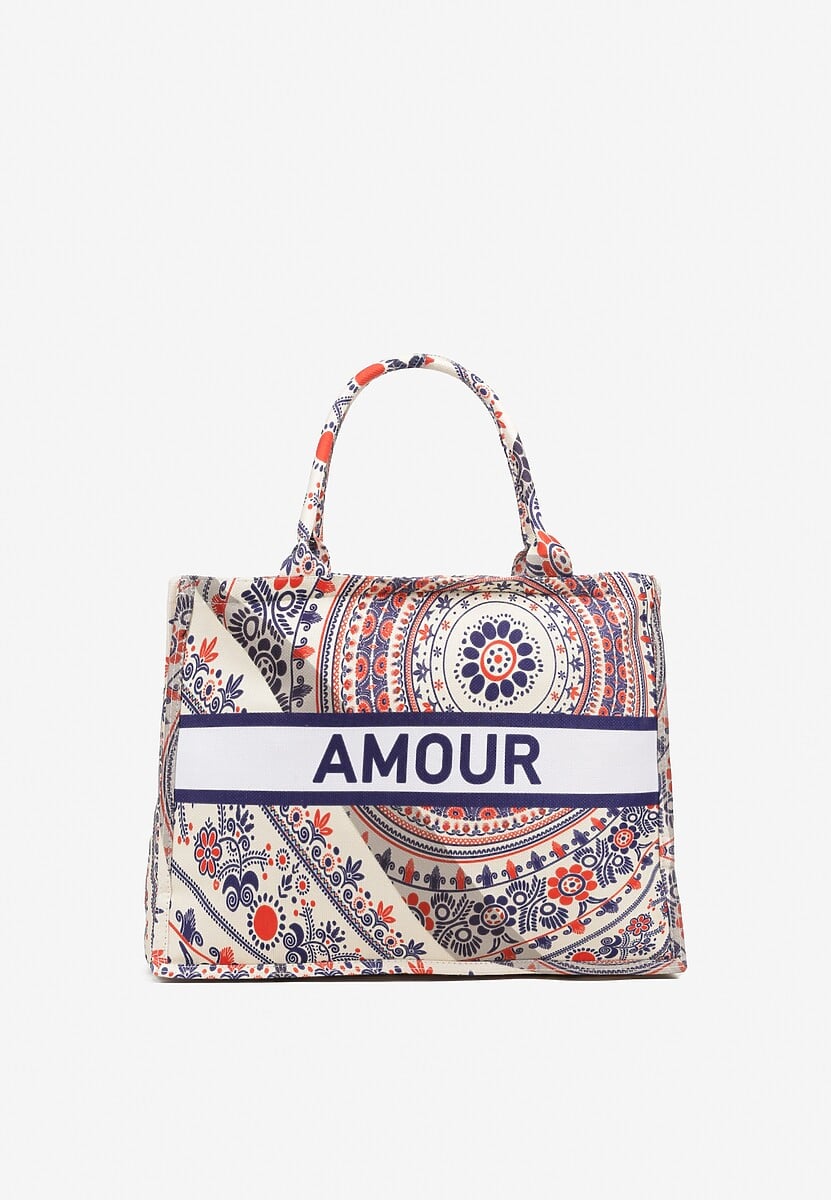 Czerwona Torebka Typu Shopper Ozdobione Napisem i Wzorem Boho Alithil 1