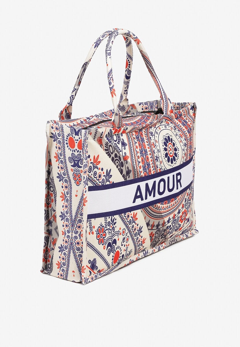 Czerwona Torebka Typu Shopper Ozdobione Napisem i Wzorem Boho Alithil 2