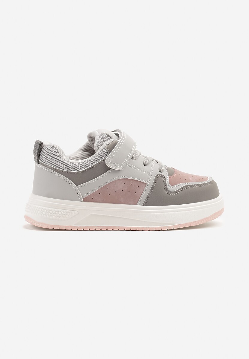 Szaro-Różowe Buty Sportowe Sneakersy Clibee z Perforacją Ralriti 1