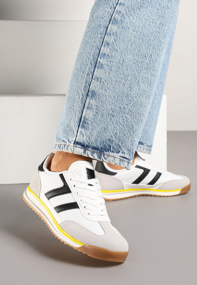 Białe Sneakersy Ozdobione Paskami Nairalina 2