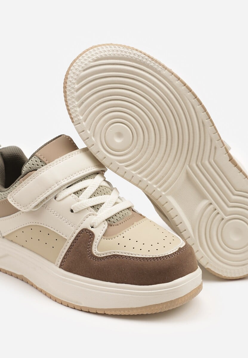Beżowo-Zielone Buty Sportowe Sneakersy Clibee z Perforacją Ralriti 3