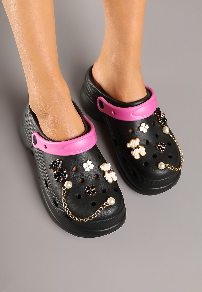 Papuci Pulessa Negru cu fucsia 3