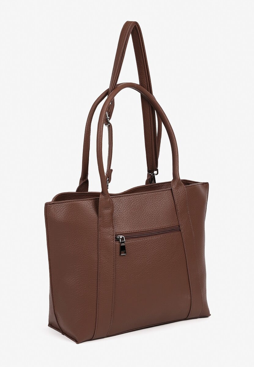 Ciemnobrązowa Duża Torebka Tote w Stylu Casual Firpio 2