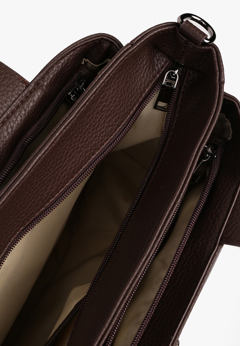 Ciemnobrązowa Torebka Typu Shopper z Klamerką i Dodatkowym Paskiem Crossbody Kolarienna 3