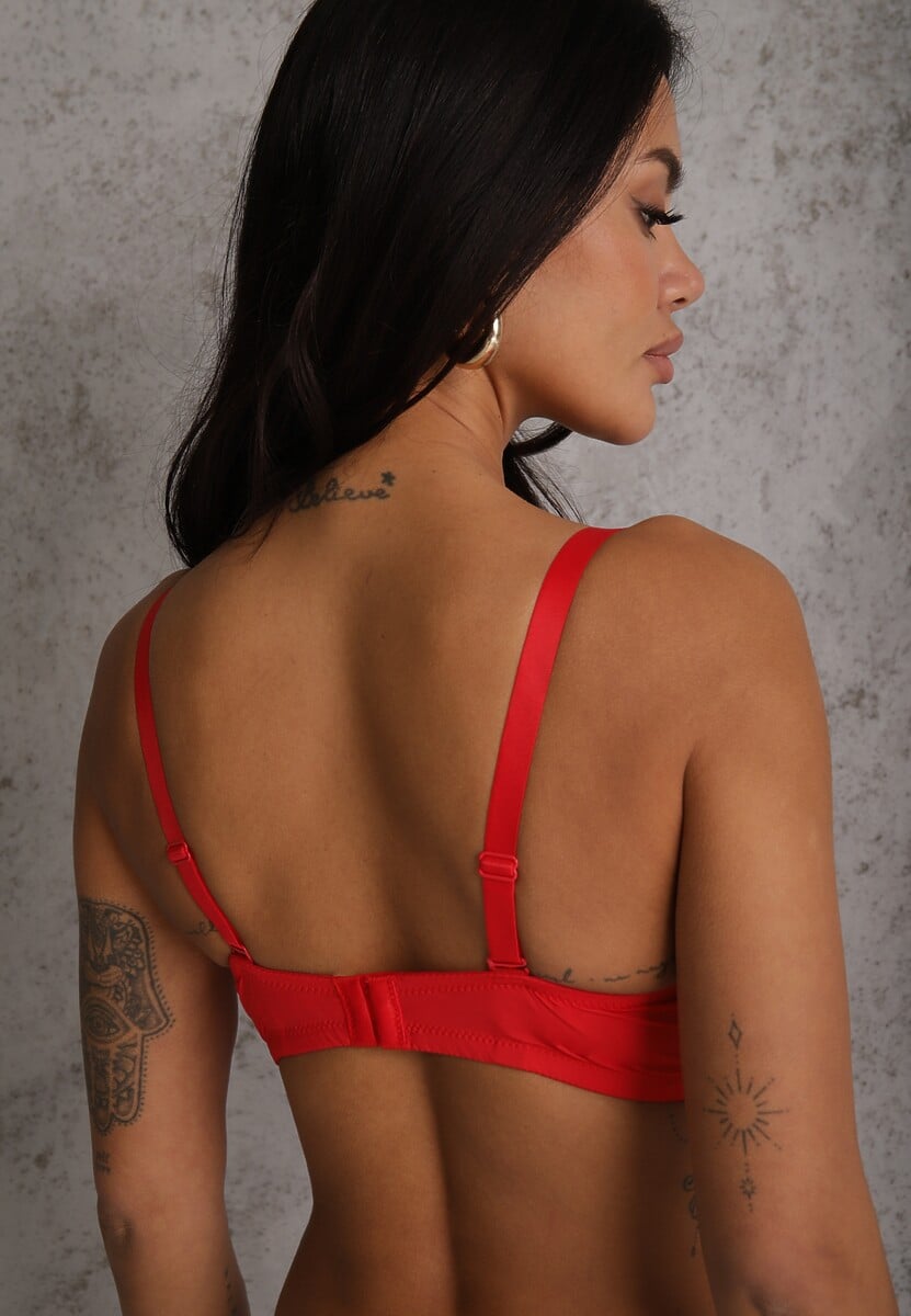 Czerwony Koronkowy Biustonosz z Metaliczną Aplikacją Dorzedi 3