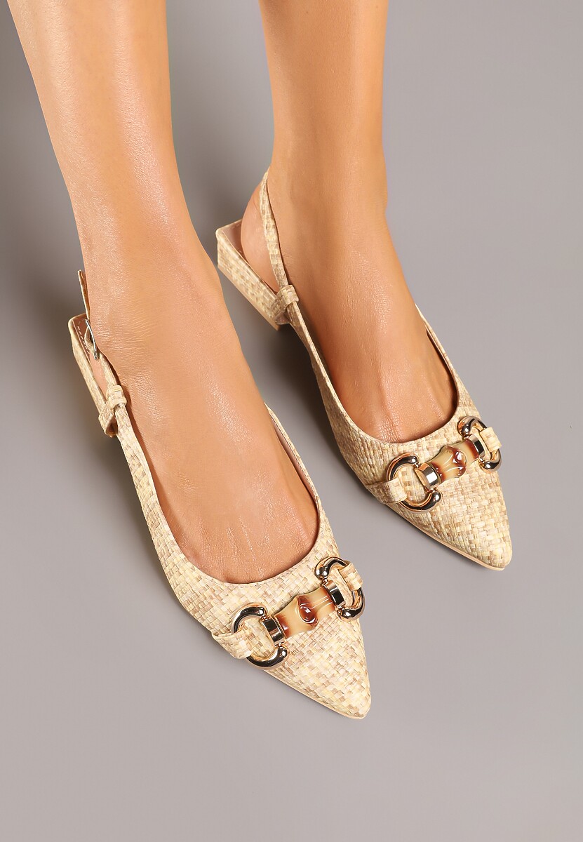 Beżowe Sandały Slingback z Ozdobną Klamrą Jenalina 3