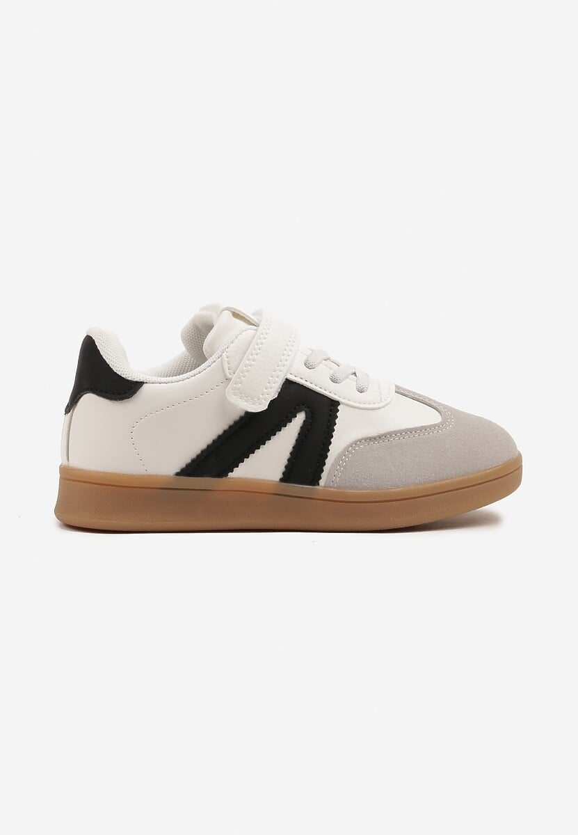 Biało-Czarne Buty Sportowe w Stylu Tenisówek z Geometrycznym Wzorem Ellitoria 1