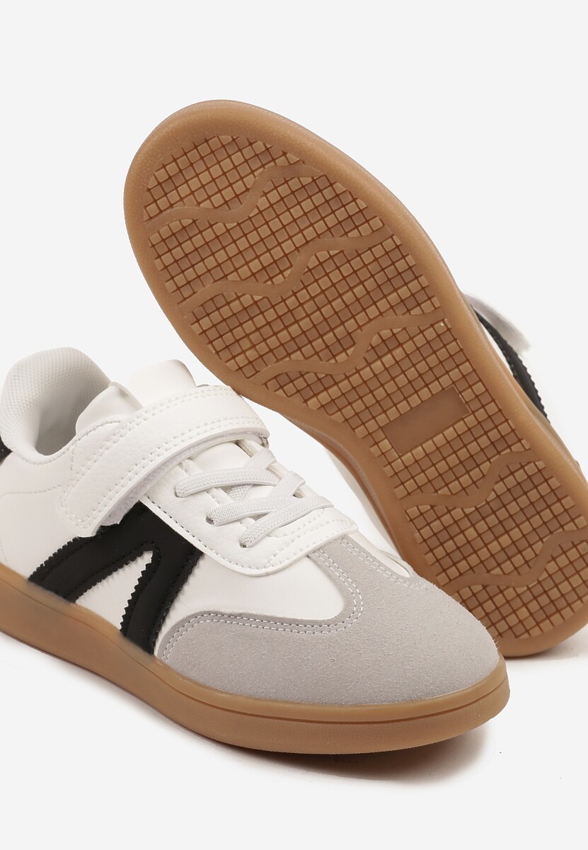Biało-Czarne Buty Sportowe w Stylu Tenisówek z Geometrycznym Wzorem Ellitoria 3