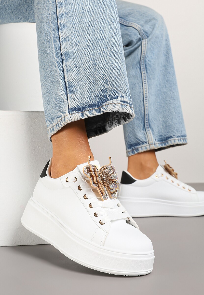 Sneakers Lenori Alb cu negru 2
