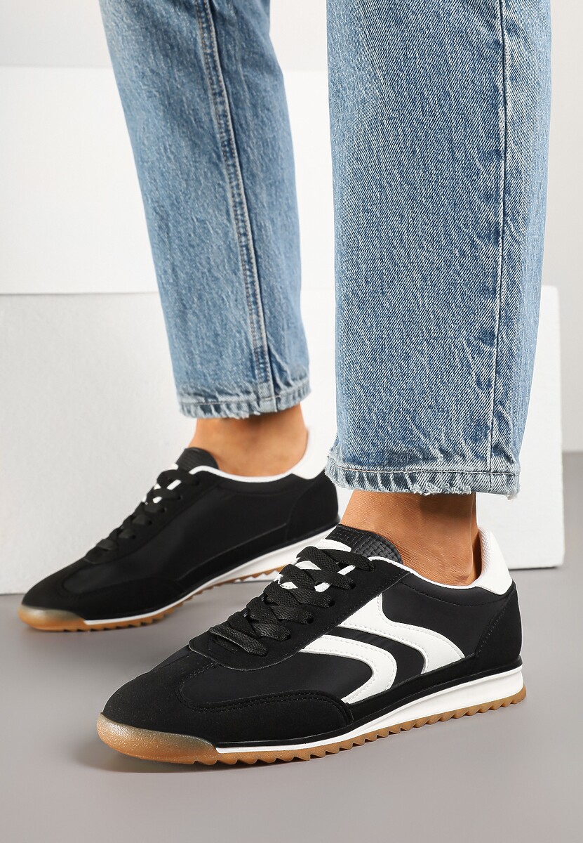 Czarne Sneakersy Tenisówki z Przeszyciami Julioria 1