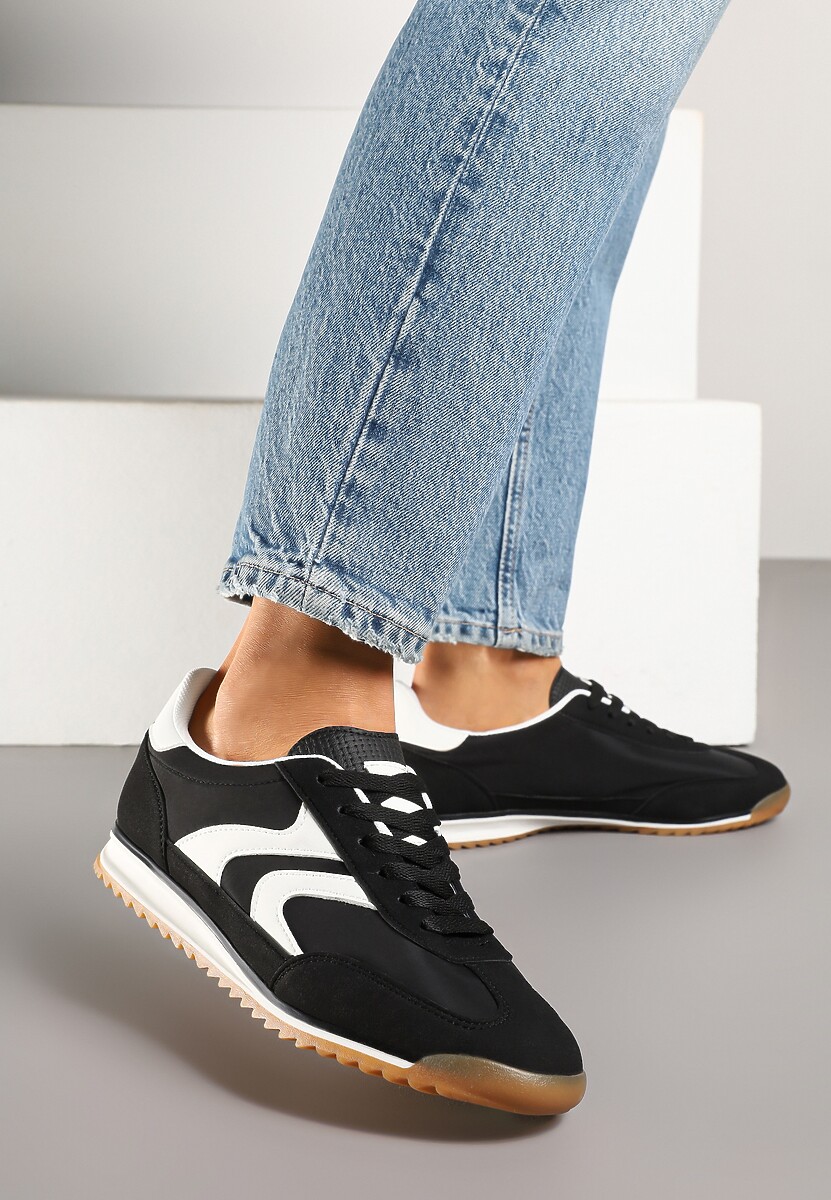 Czarne Sneakersy Tenisówki z Przeszyciami Julioria 2