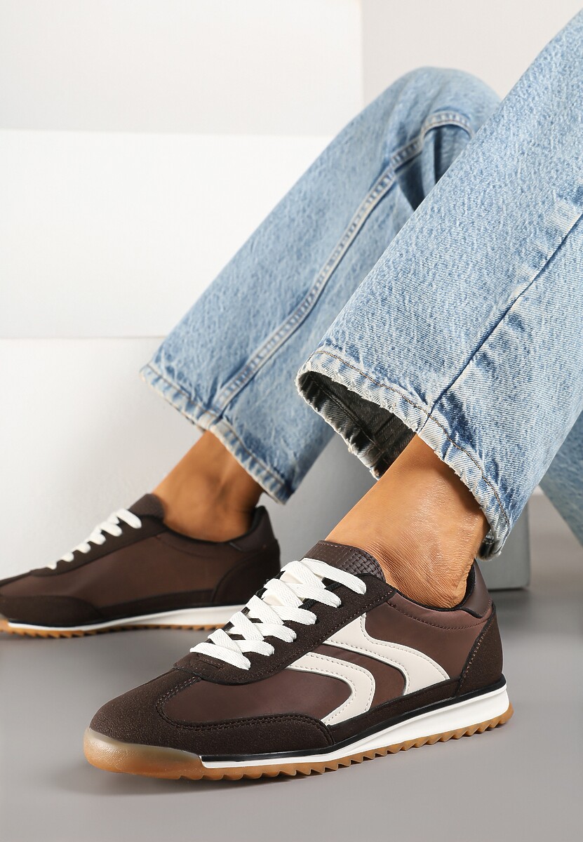 Ciemnobrązowe Sneakersy Tenisówki z Przeszyciami Julioria 1