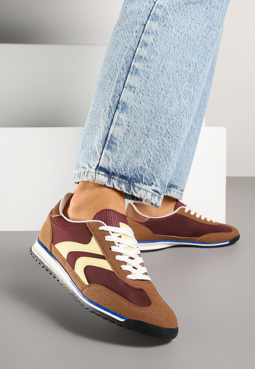 Jasnobrązowe Sneakersy Tenisówki z Przeszyciami Julioria 1