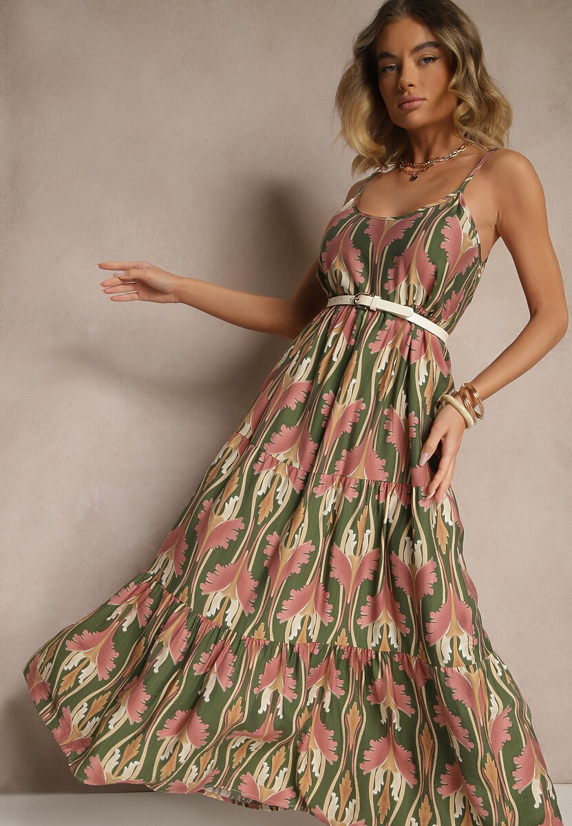 Rochie Tosena Verde cu roz 1