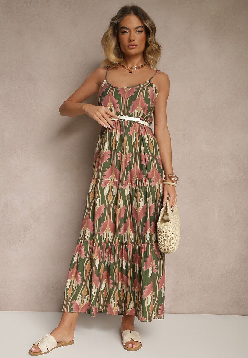 Rochie Tosena Verde cu roz 2
