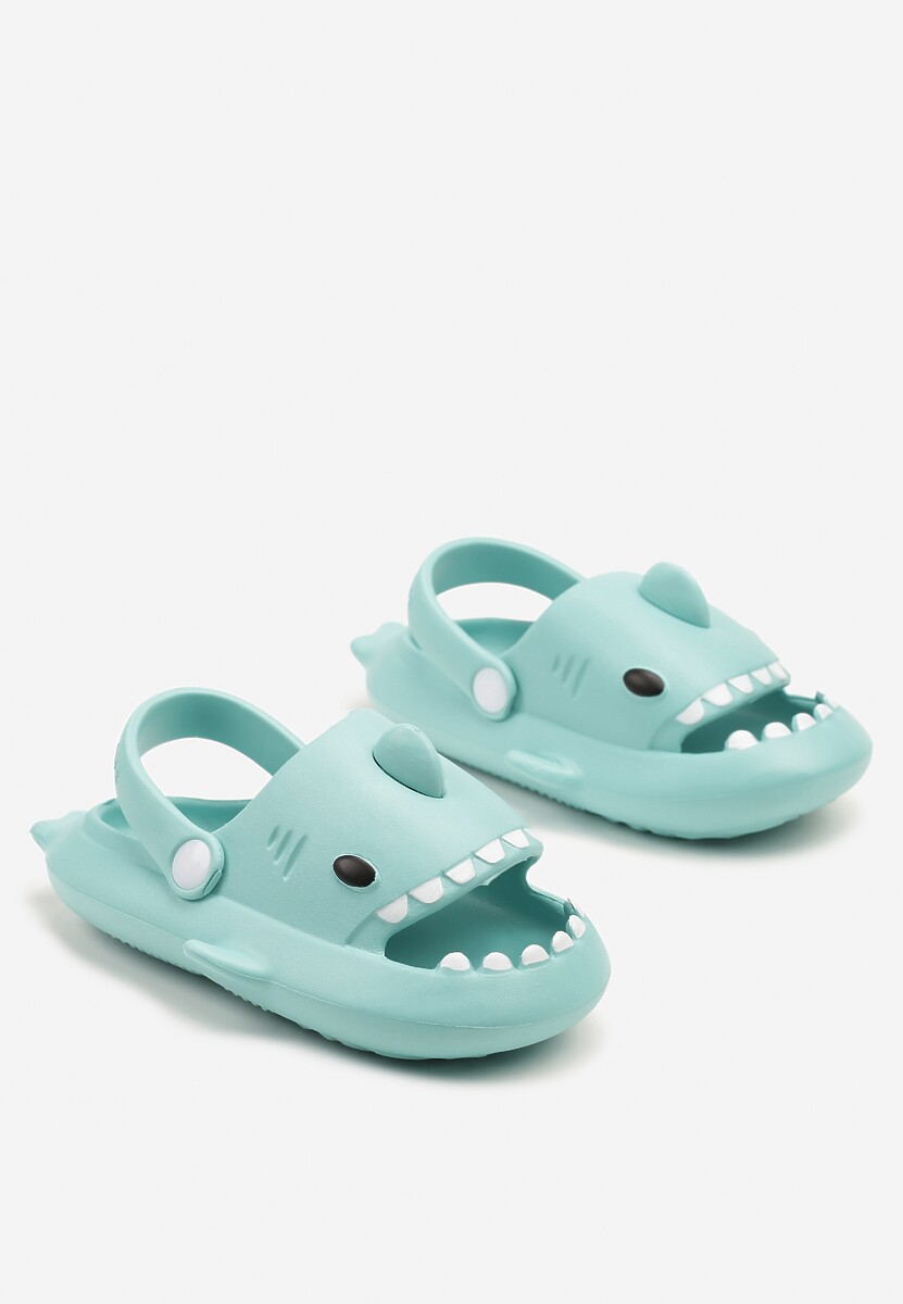 Niebieskie Klapki ze Wzorem Rekina i Aplikacjami 3D Silzedia 2