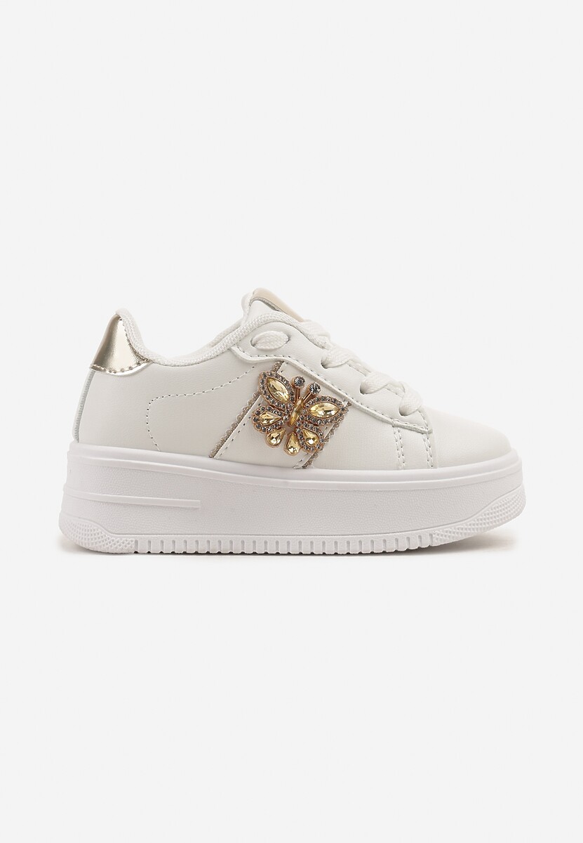 Złote Buty Sportowe Sneakersy z Motylkiem z Kryształków i Cyrkonii Sorvena 1