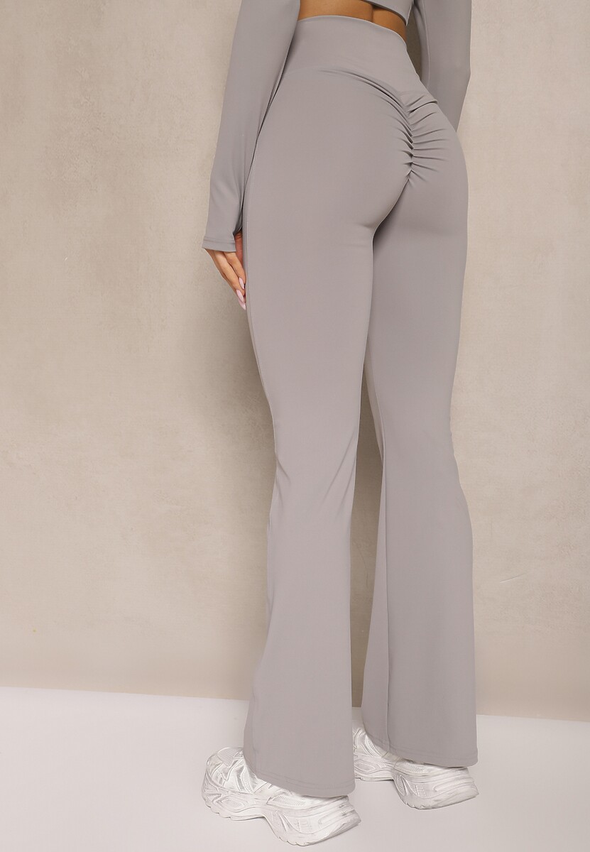 Jasnoszare Legginsy Dzwony High Waist Orruvana 3