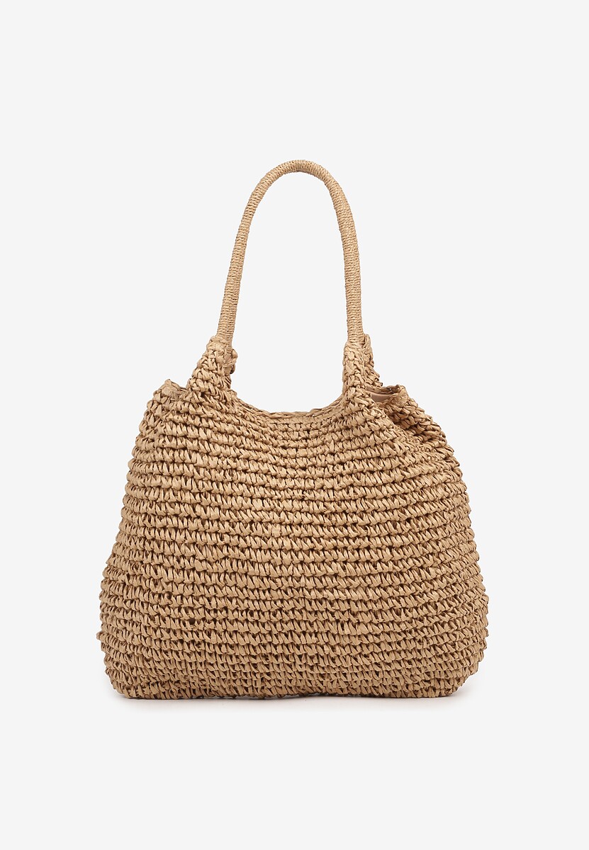 Ciemnobeżowa Plażowa Torebka Shopper z Plecionki Meriela 1