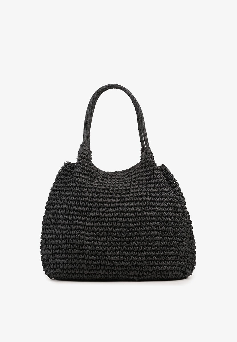 Czarna Plażowa Torebka Shopper z Plecionki Meriela 1