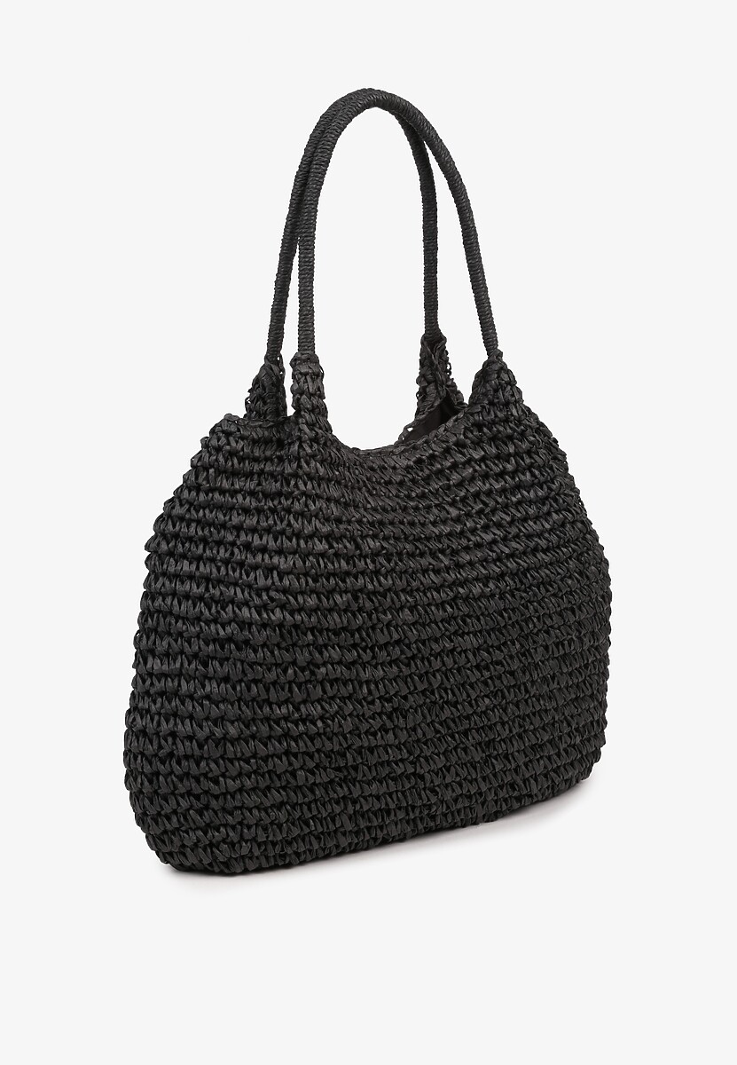 Czarna Plażowa Torebka Shopper z Plecionki Meriela 2