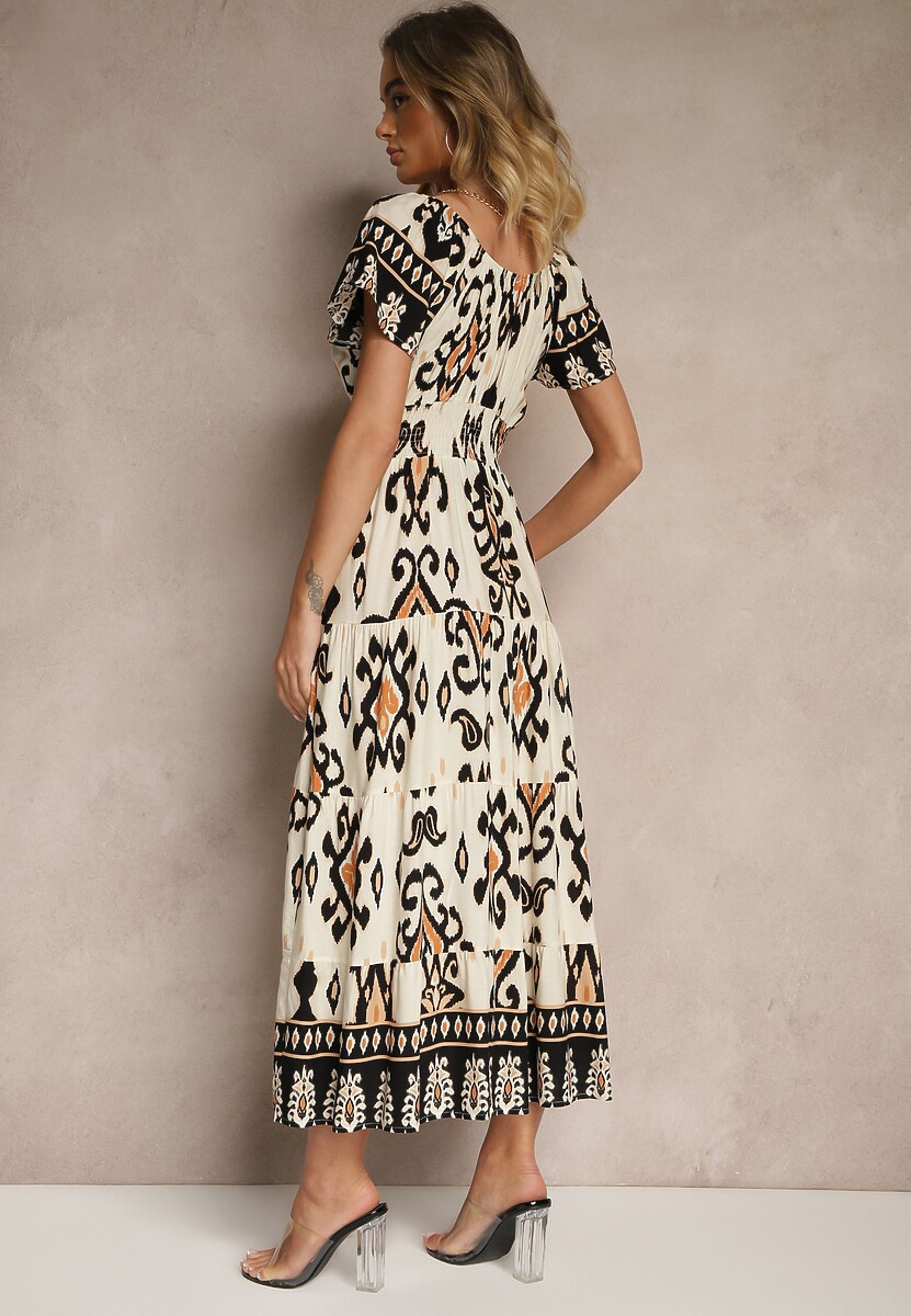 Rochie Clevessa Bej deschis 3