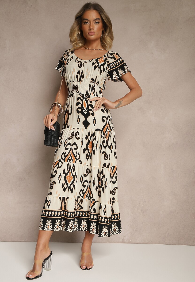Rochie Clevessa Bej deschis 2