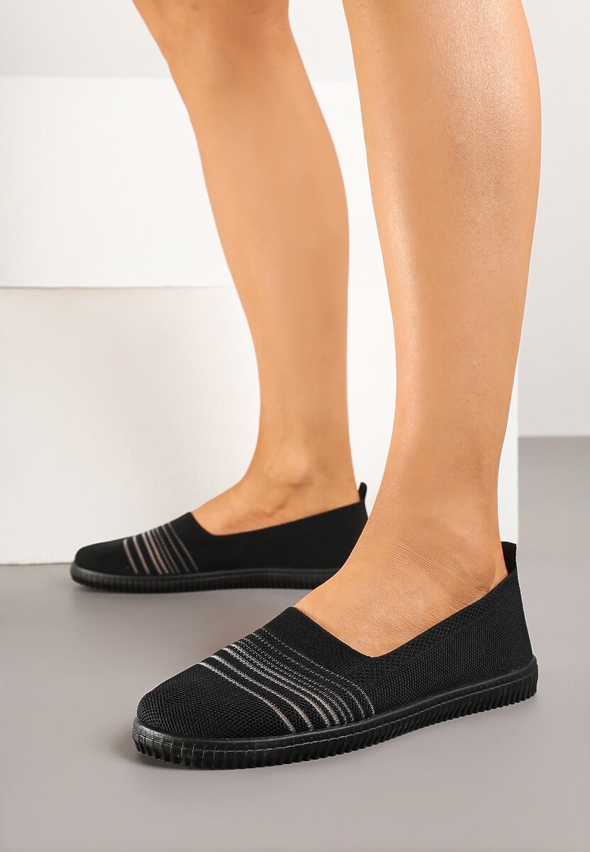 Czarne Tenisówki Ozdobione Paskami Heloti 2