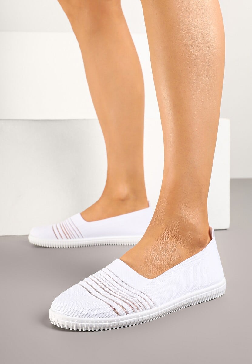 Białe Tenisówki Ozdobione Paskami Heloti 1