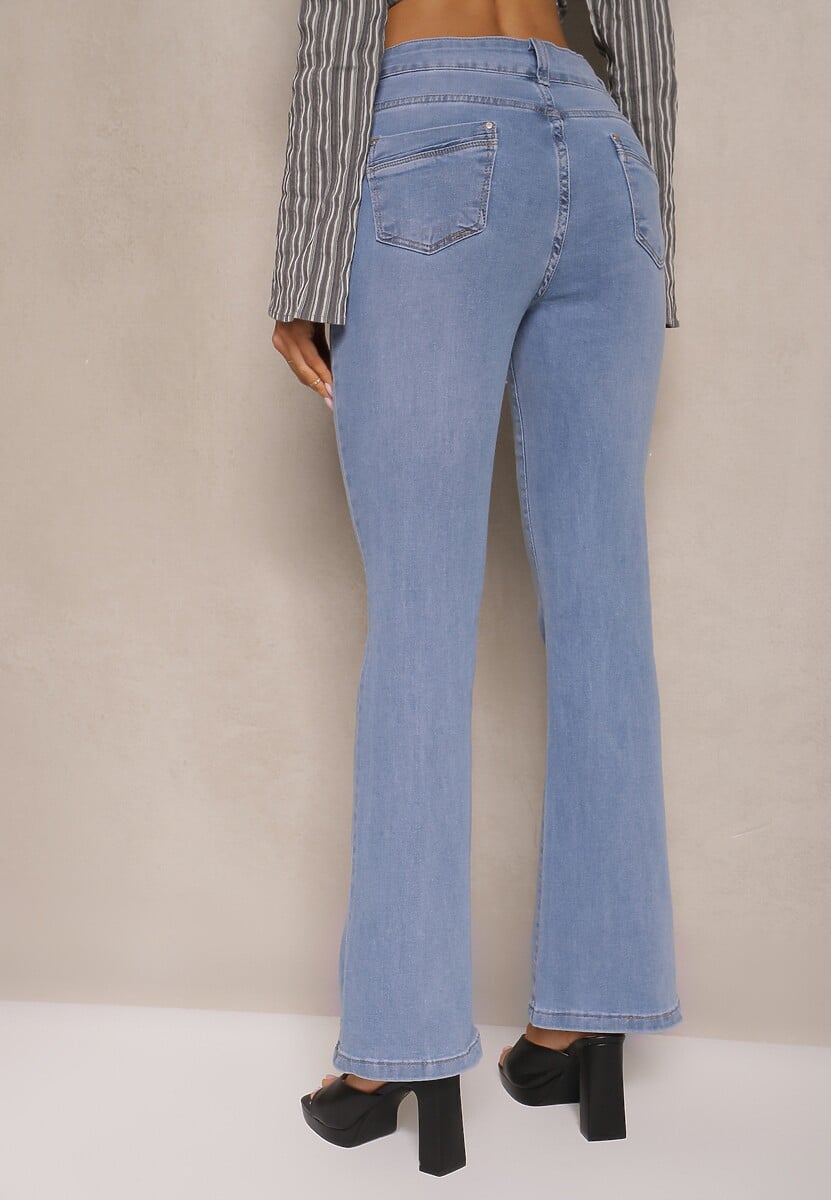 Niebieskie Dzwony Jeansy High Waist Mevellea 3
