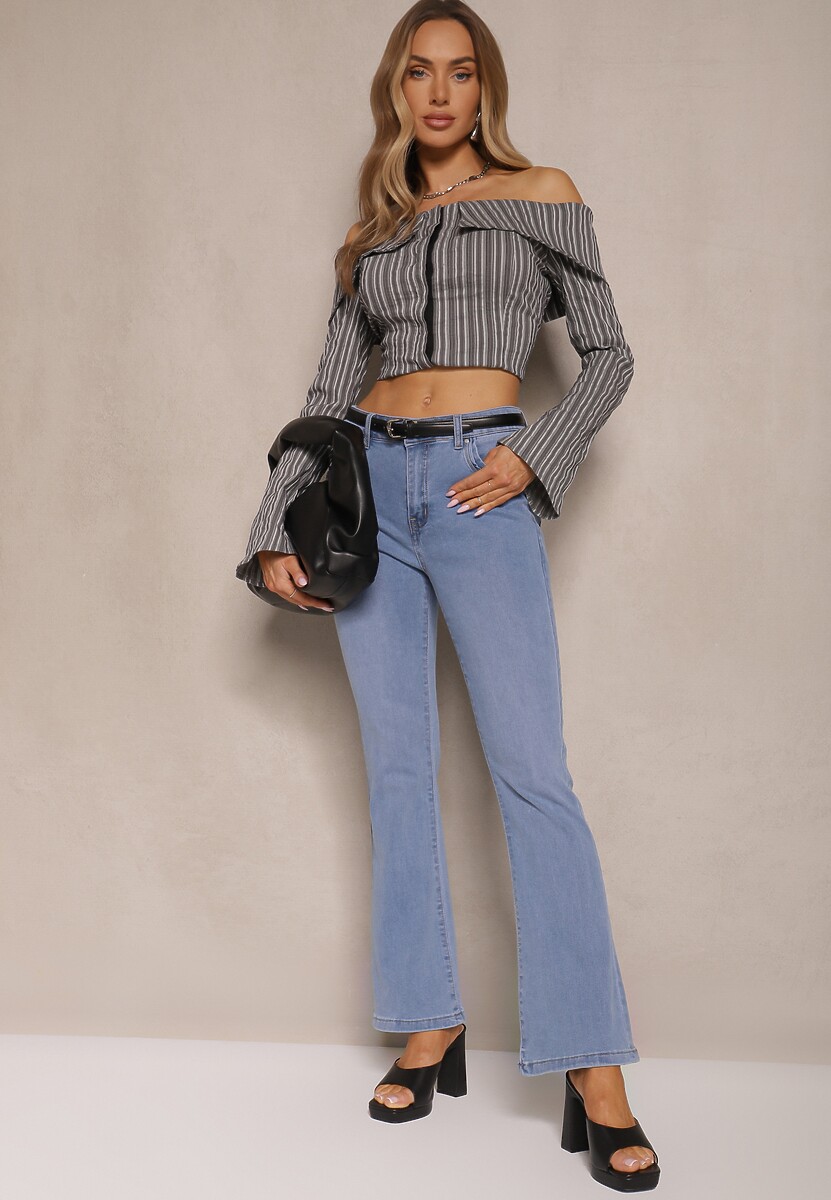 Niebieskie Dzwony Jeansy High Waist Mevellea 2