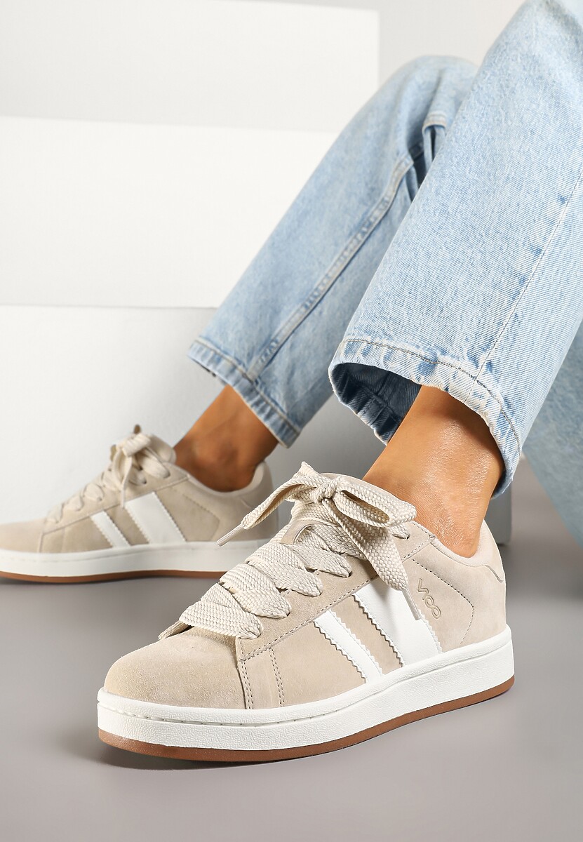 Sneakers Nevellise Bej cu alb 2