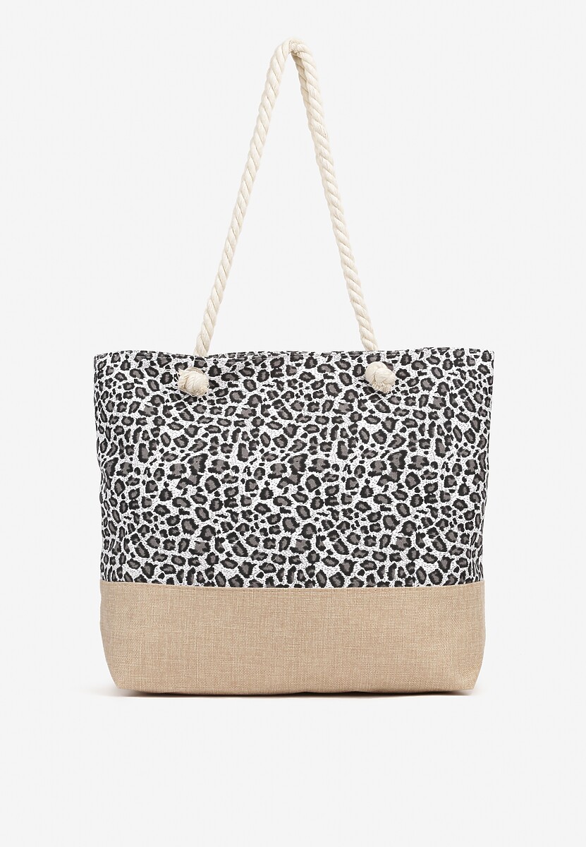 Szara Plażowa Torebka Typu Shopper ze Sznurkiem Reveirra 1