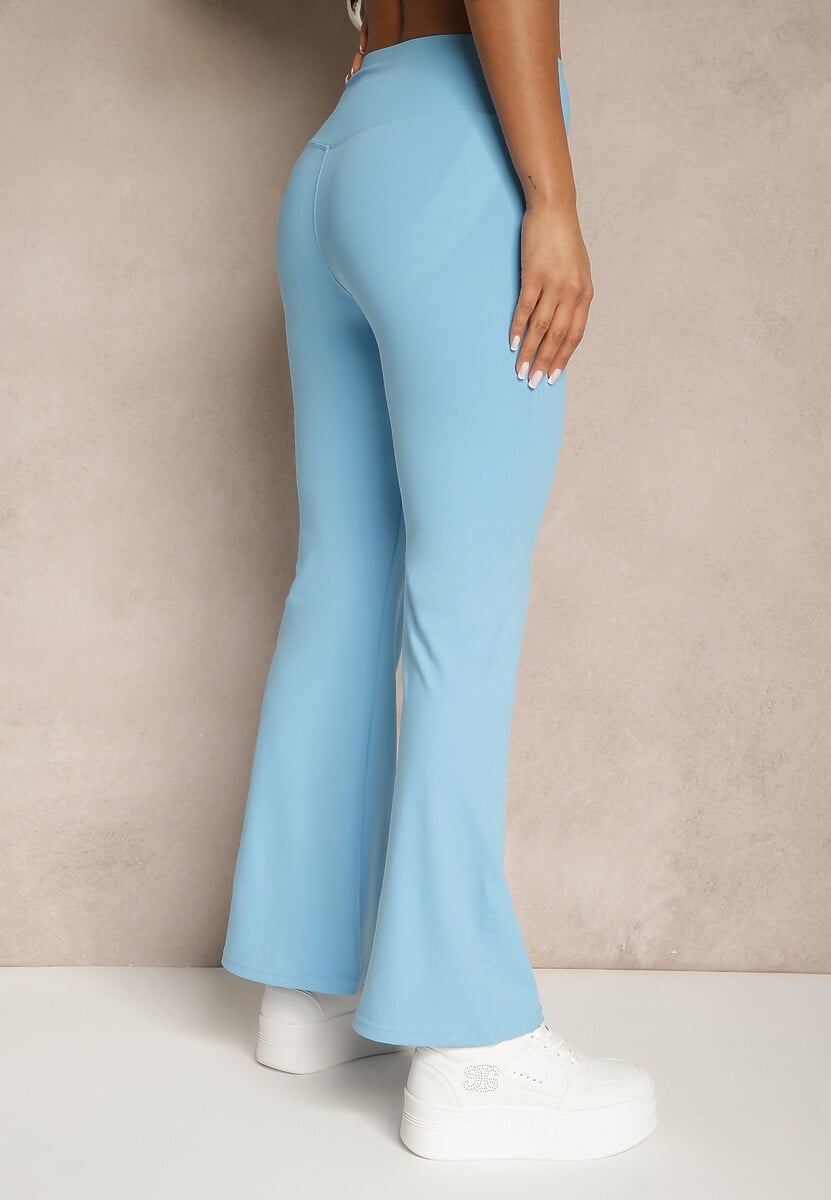 Niebieskie Spodnie Dzwony Legginsy High Waist Onellin 3