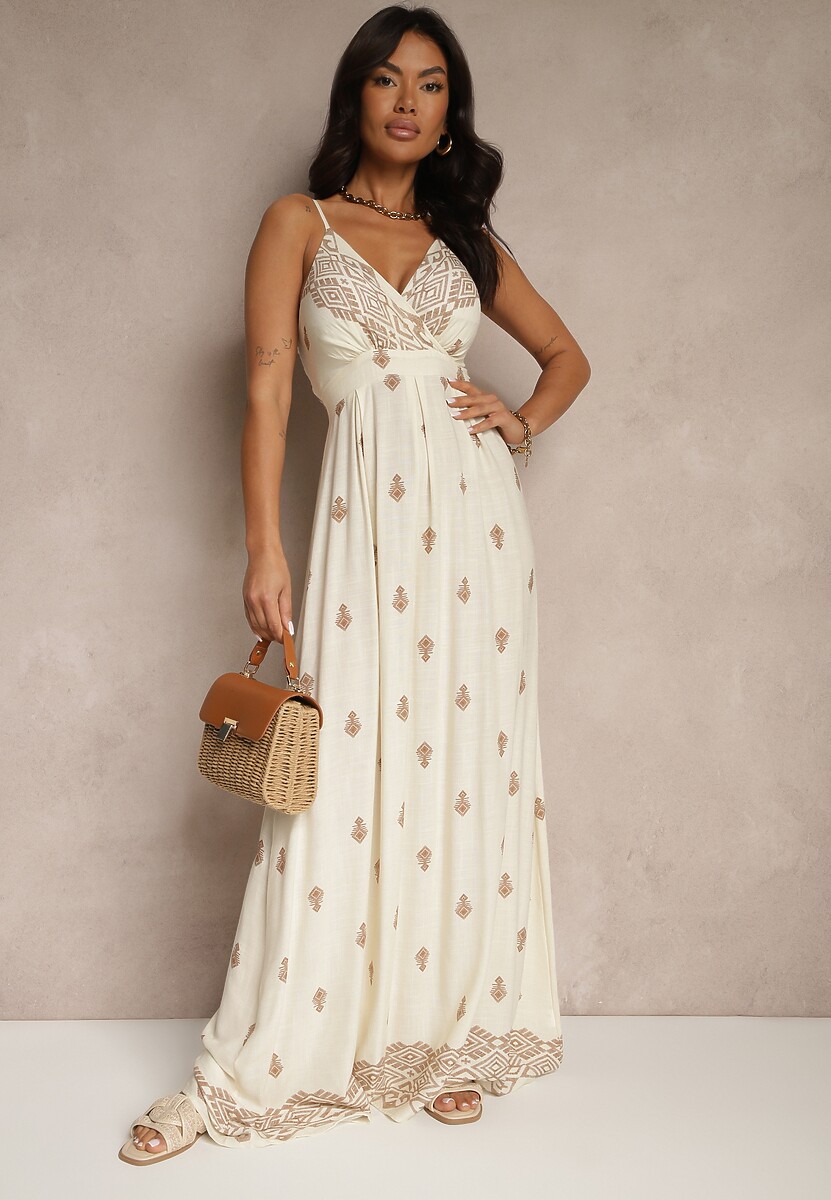 Rochie Reveesia Crem cu bej 2