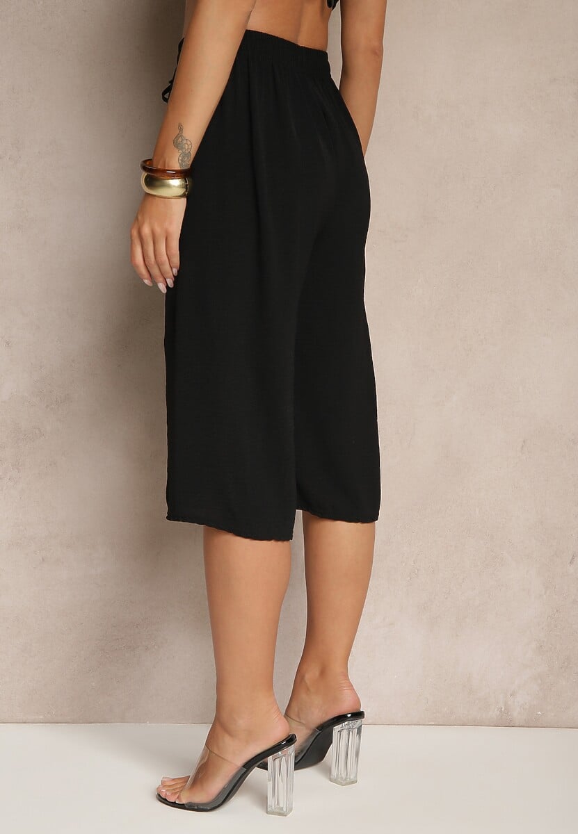 Czarne Spodnie Kuloty z Bawełną High Waist Azetia 3