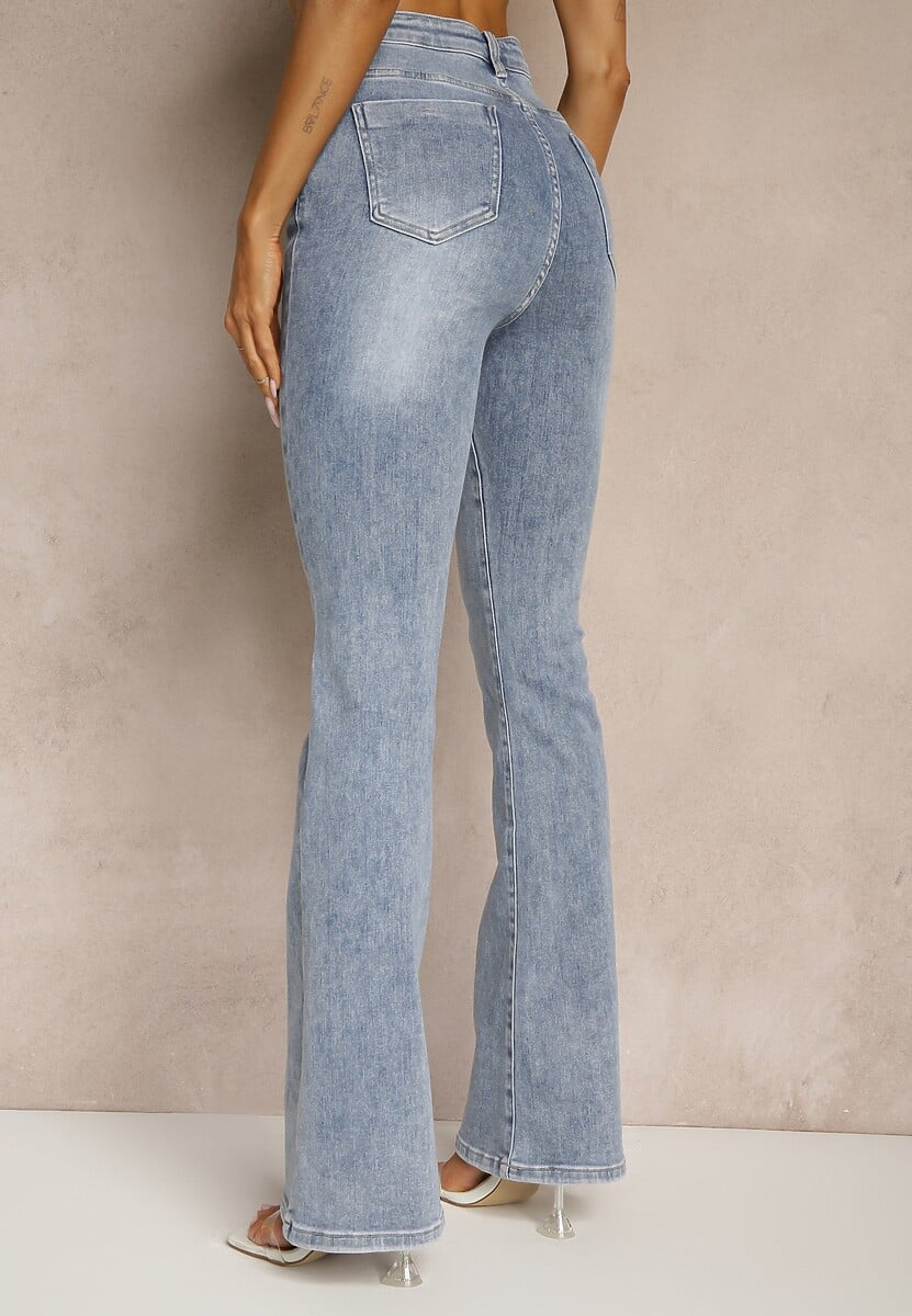 Niebieskie Klasyczne Jeansy Flare Regular Waist Neliovia 3