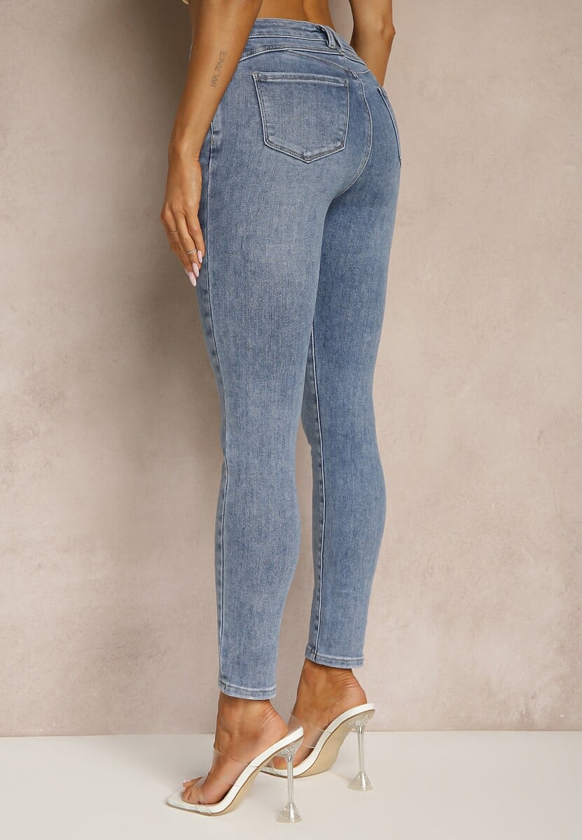 Niebieskie Jeansy Skinny Regular Waist Tolilune 3