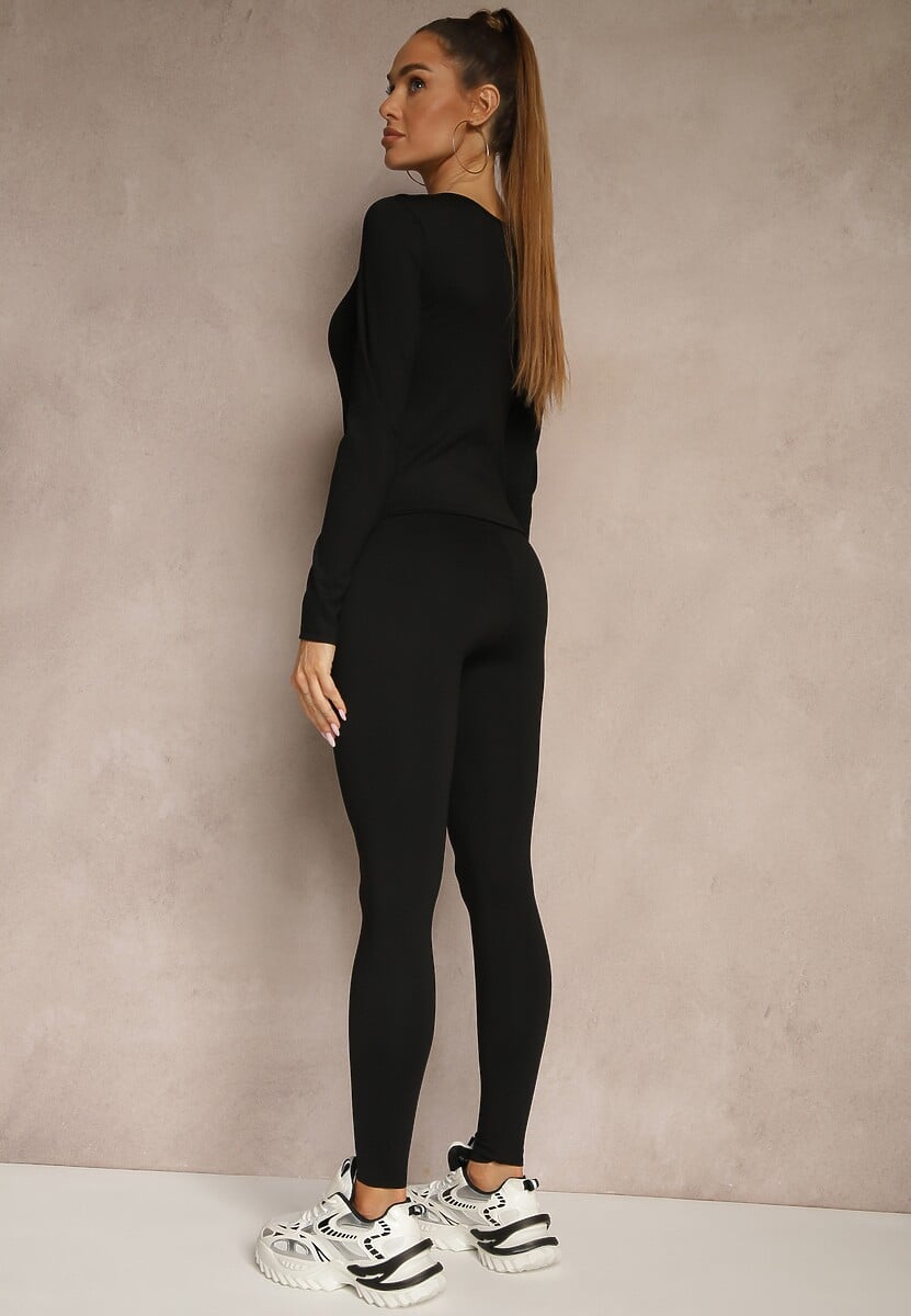 Czarny Komplet Sportowy Legginsy i Top Typu Longsleeve Dorotia 3