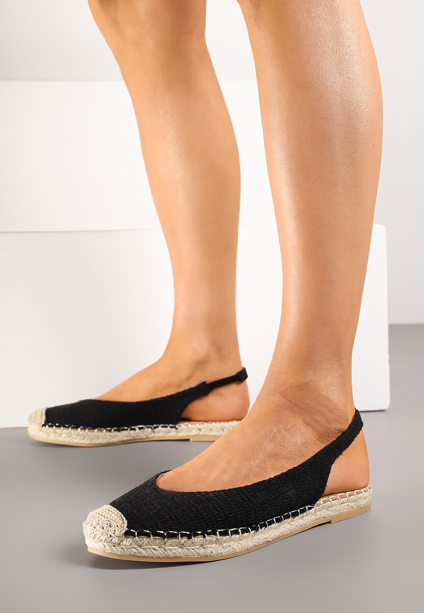 Czarne Sandały Espadryle Slingback Ozdobione Plecionką Addiena 2