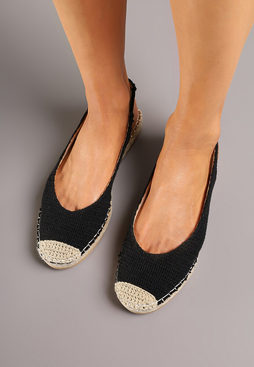 Czarne Sandały Espadryle Slingback Ozdobione Plecionką Addiena 3