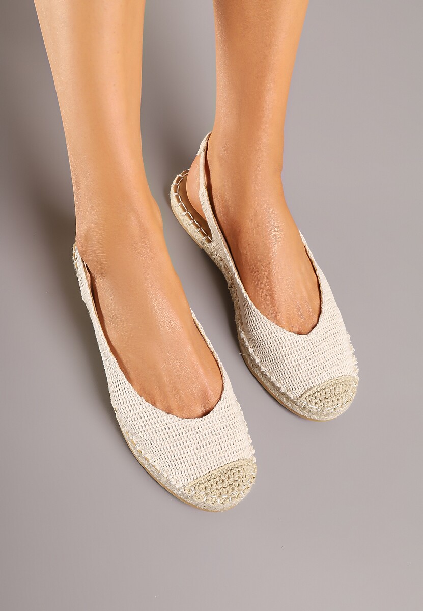 Beżowe Sandały Espadryle Slingback Ozdobione Plecionką Addiena 3