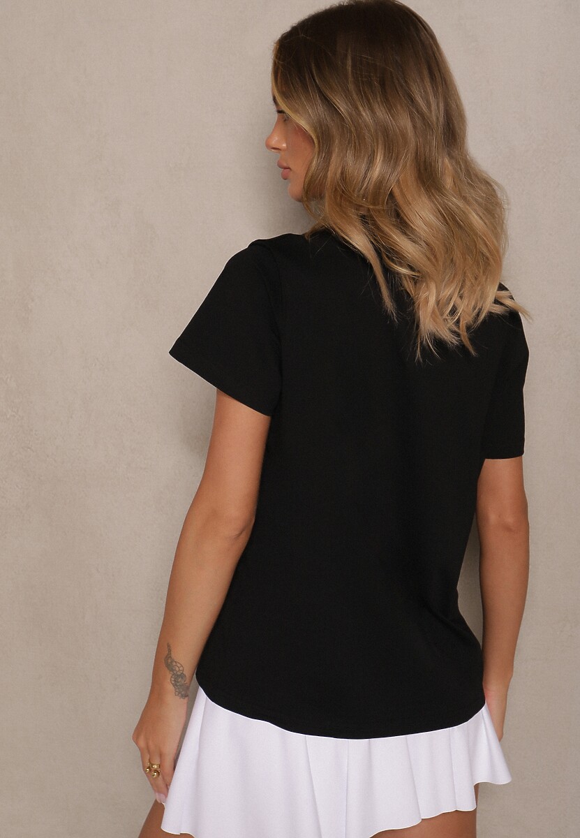 Czarny Bawełniany T-shirt z Naszywką Firavelle 3