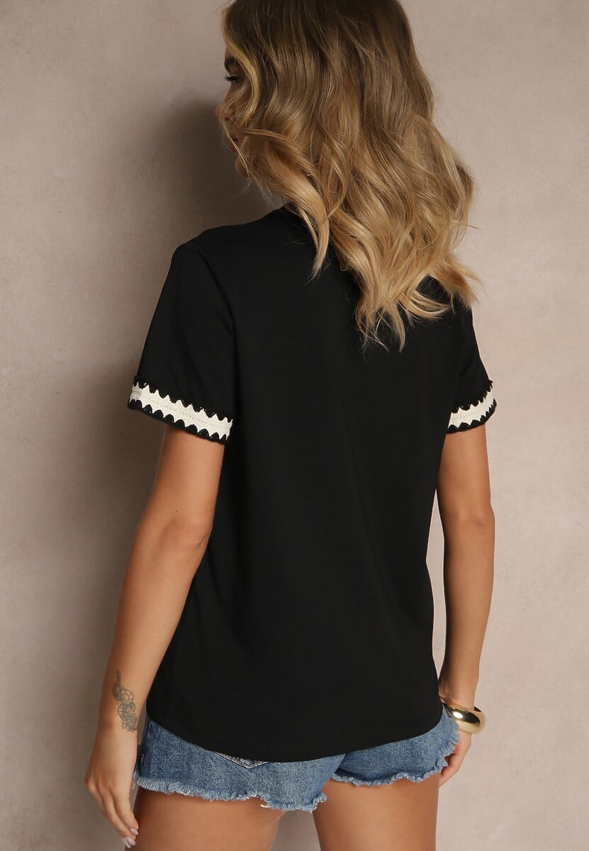 Czarny Bawełniany T-shirt z Sercem Firile 3