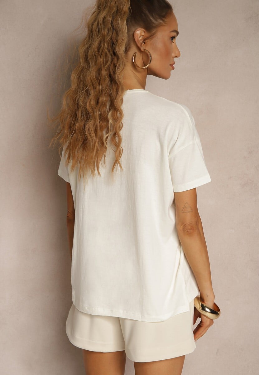 Beżowy Bawełniany T-shirt o Kroju Oversize Zilona 3