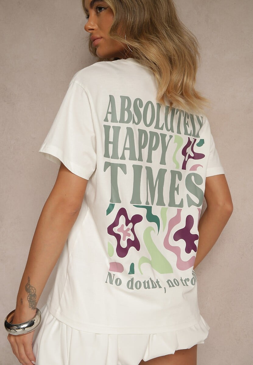 Biały T-shirt z Bawełny o Kroju Oversize Fillinea 3